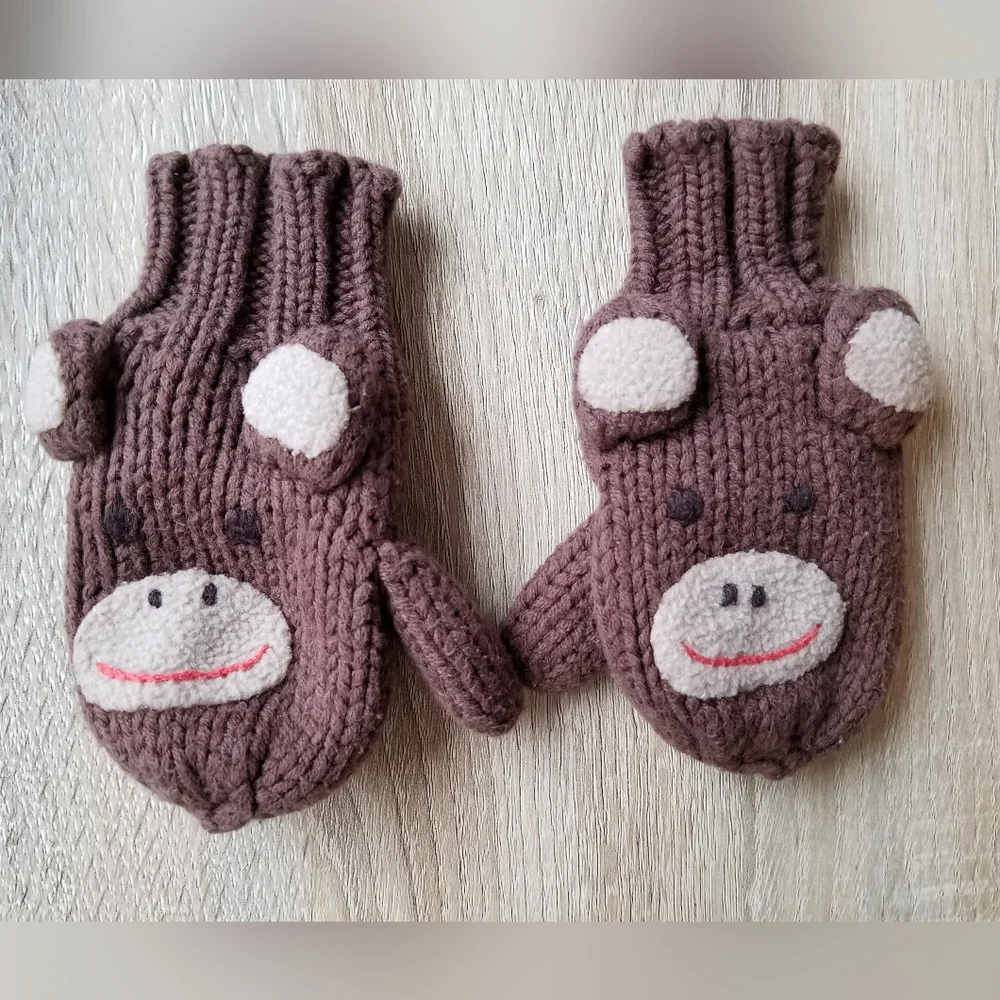 2011 vguc Mini Boden 12-24 months knit monkey hat & gloves FREAKING ADORABLE! - Picture 2 of 14